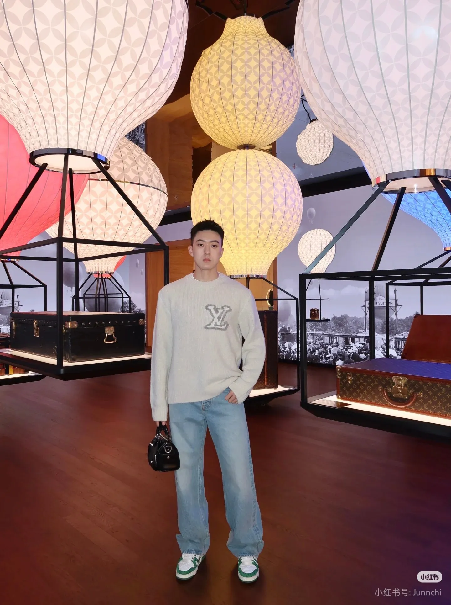 Louis Vuitton front and rear logo jacquard sweater